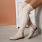 Plain Point Toe Spliced Low-heeled Shaft Height Boots