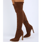 Plain Pointed Toe Stiletto Side Zipper Over-The-Knee Boots