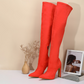 Plain Pointed Toe Stiletto Side Zipper Over-The-Knee Boots