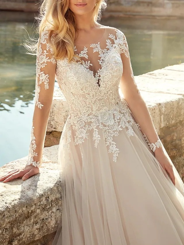 Lace Ball-Gown Long Sleeves Wedding Dress