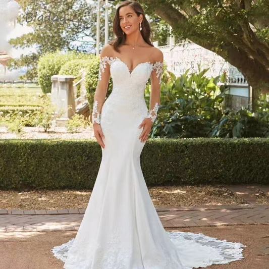 Mermaid Sweetheart Sweep Train Elastic Satin Wedding Dress