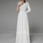 A-Line Scoop Neck Long Sleeves Sweep Train Wedding Dress