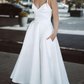 Simple White Sleeveless Wedding Dress