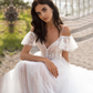 A-Line Sweetheart Long Sleeves Elegant Tulle Wedding Dress