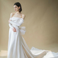 Column Off-Shoulder Long Sleeves Sweep Train Wedding Dress