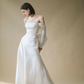 Column Off-Shoulder Long Sleeves Sweep Train Wedding Dress