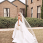 White A-Line Sweetheart Satin Sweep Train Wedding Dress