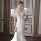 Mermaid Elegant Half Sleeves Court Train Satin Wedding Dress