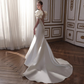 Mermaid Elegant Half Sleeves Court Train Satin Wedding Dress