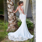 White Lace Long Sleeves Mermaid Wedding Dress