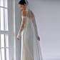 White Satin Off-Shoulder Long Sleeves Wedding Dress