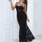 Black Mermaid Thin Strap Lace Prom Dress