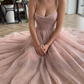 Misty Rose A-line Square Neck Tulle Sleeveless Prom Dress