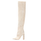 Suede Pointed Toe Chunky Heel Over The Knee Boots