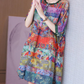 Printed Half Sleeves Button Front Casual Dress