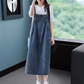 Plus Size Drawstring Waist Denim Dress