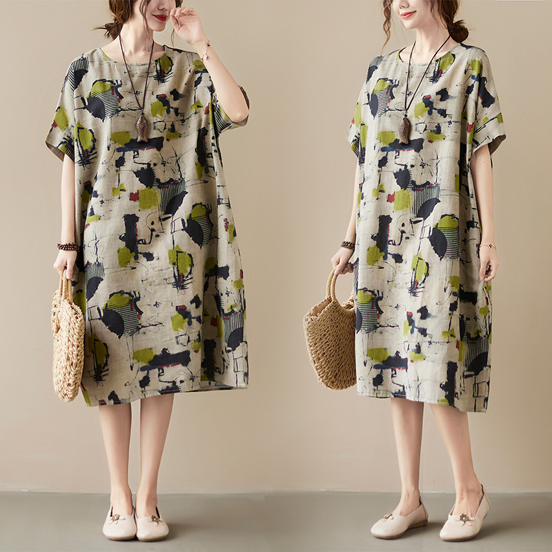 Classy Printed O Neck Half Sleeves Casual Dress