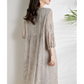 Light Gray Embroidered Long Sleeves Dress