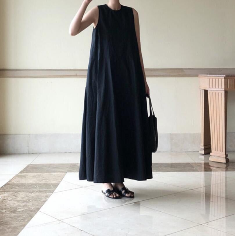 Black O Neck Sleeveless Summer Dress