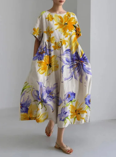 Floral Printed Long Sleeves Casual Maxi Dress