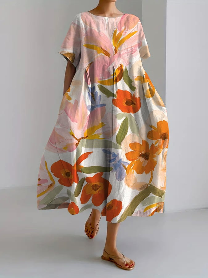 Floral Printed Long Sleeves Casual Maxi Dress