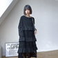 Black Full Sleeves Long Ruffle Dress