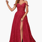 A Line Spaghetti Straps Prom Dress with Appliques