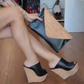 Black Wedge Ankle Strap Open Toe Platform Sandals