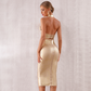 Gold Suspender Waist Two Piece Bandage Party Dress