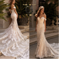 Sweetheart Short Sleeves Court Train Lace Wedding Dress