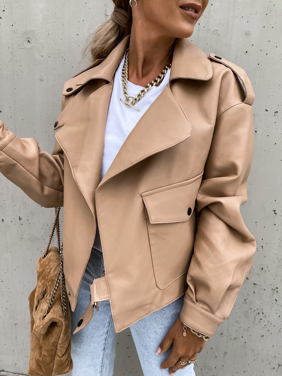 Leather Long Sleeve Short Jacket