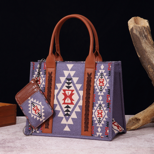 Southwestern Dual Sided Print Small Canvas Tote/Crossbody