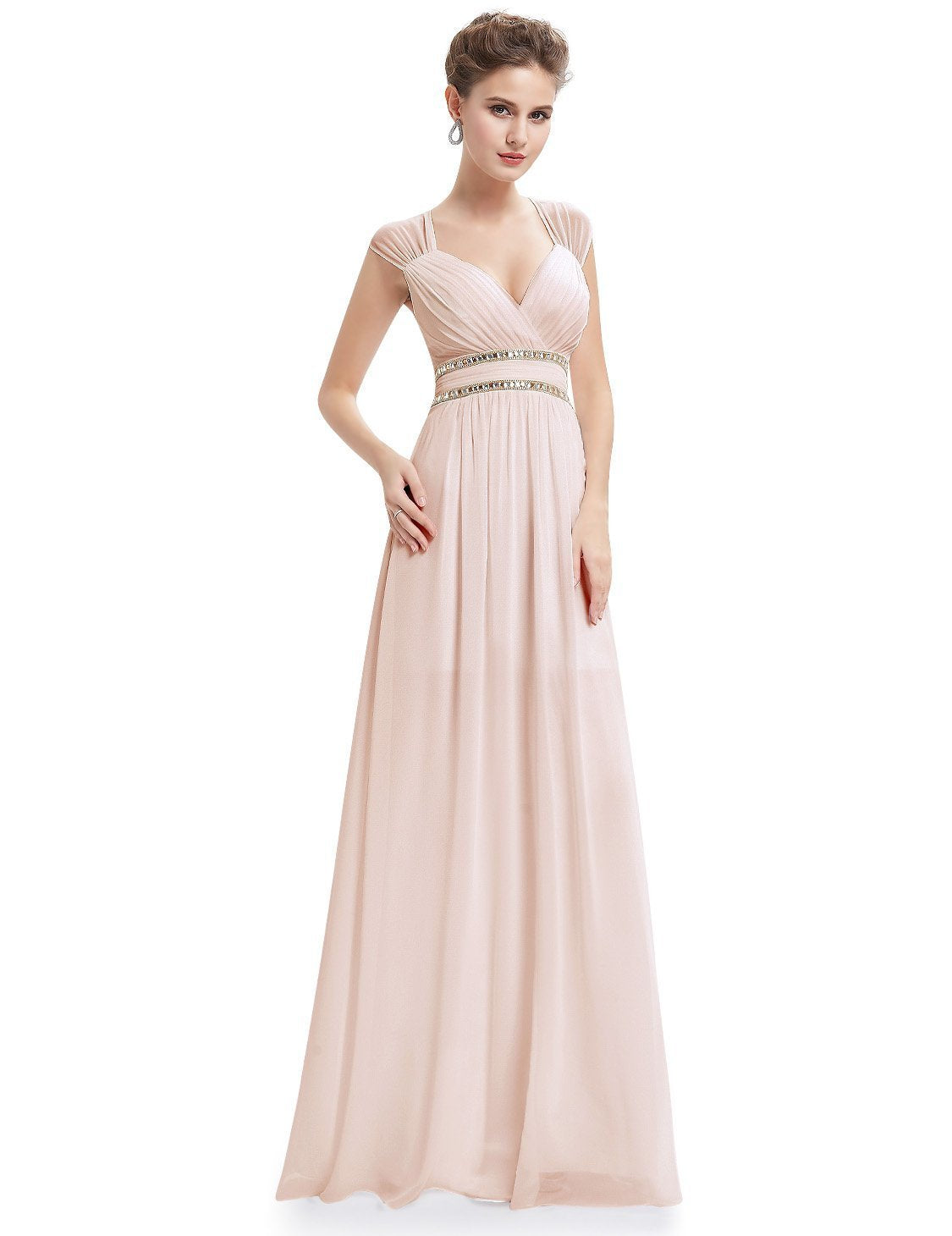 V-Neck Double Shoulder Banquet Evening Dress