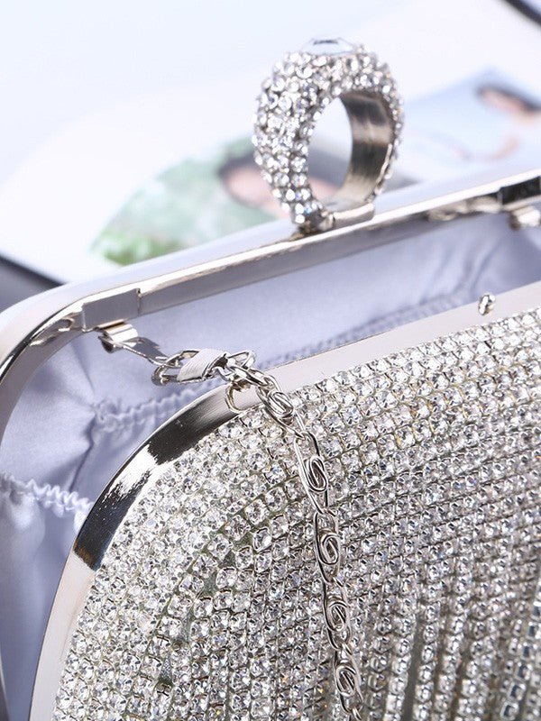 Luxurious Rhinestone Tassel Clutch