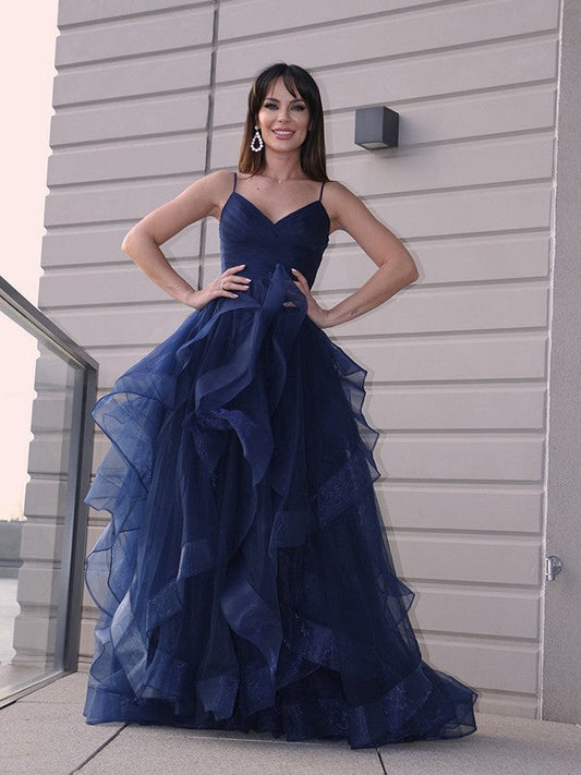 Navy V-Neck Sleeveless Long Evening Dress