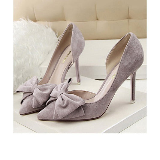 Suede Bowknot Stiletto Heel