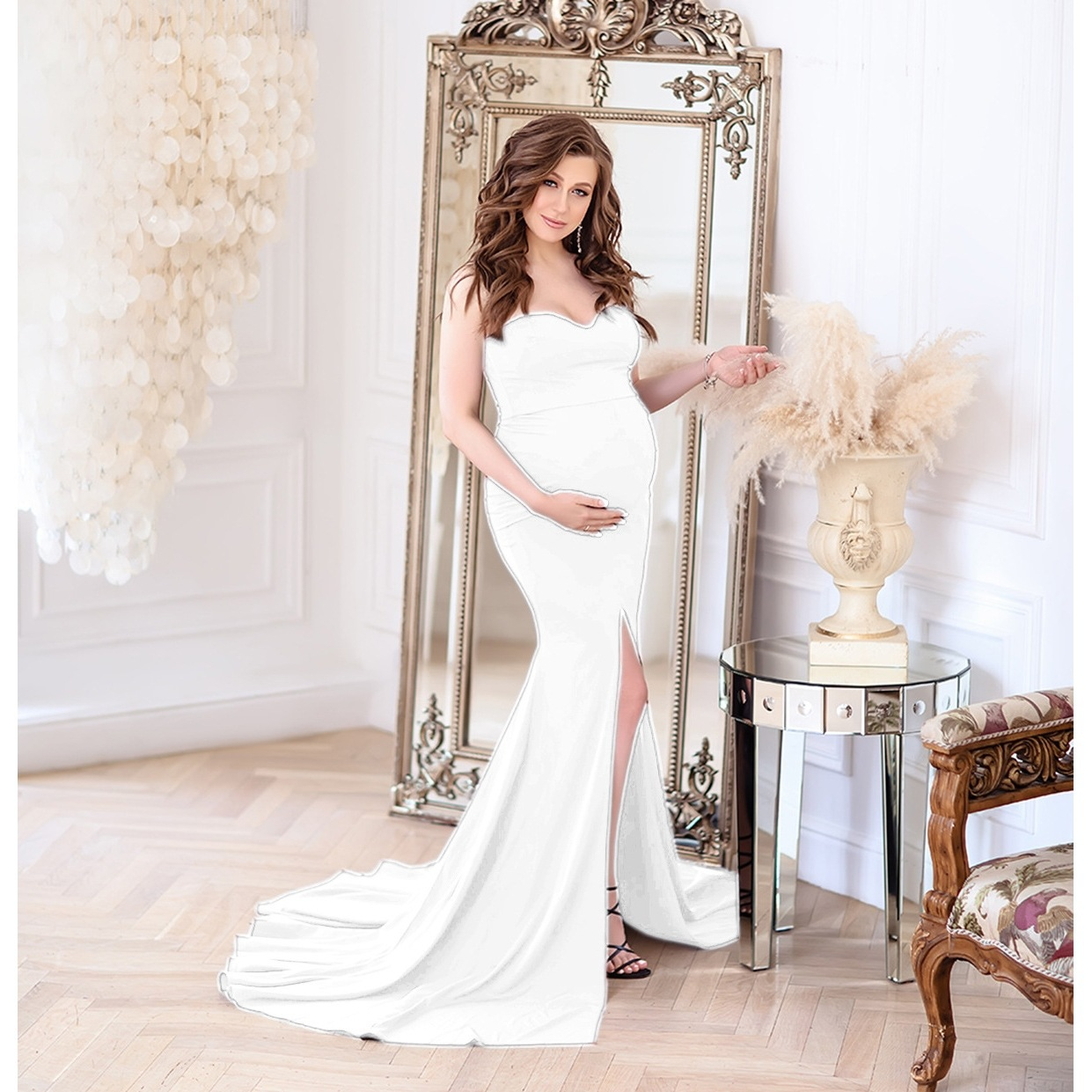 Strapless Sleeveless Maternity Mermaid Long Evening Dress