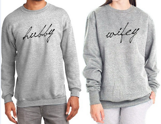 Hubby Wifey Printed Full Sleeves Sweatshirt