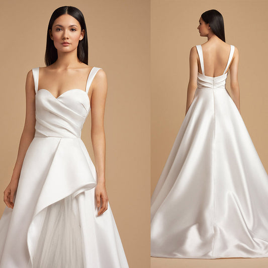 White Thin Strap Evening Dress