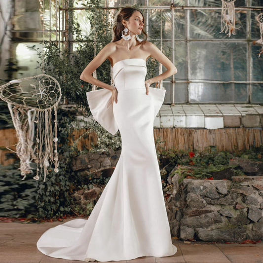 White Strapless Mermaid Wedding Dress