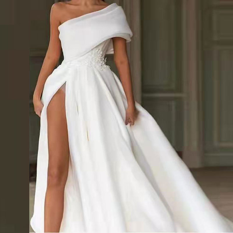 White One Shoulder Wedding Dress