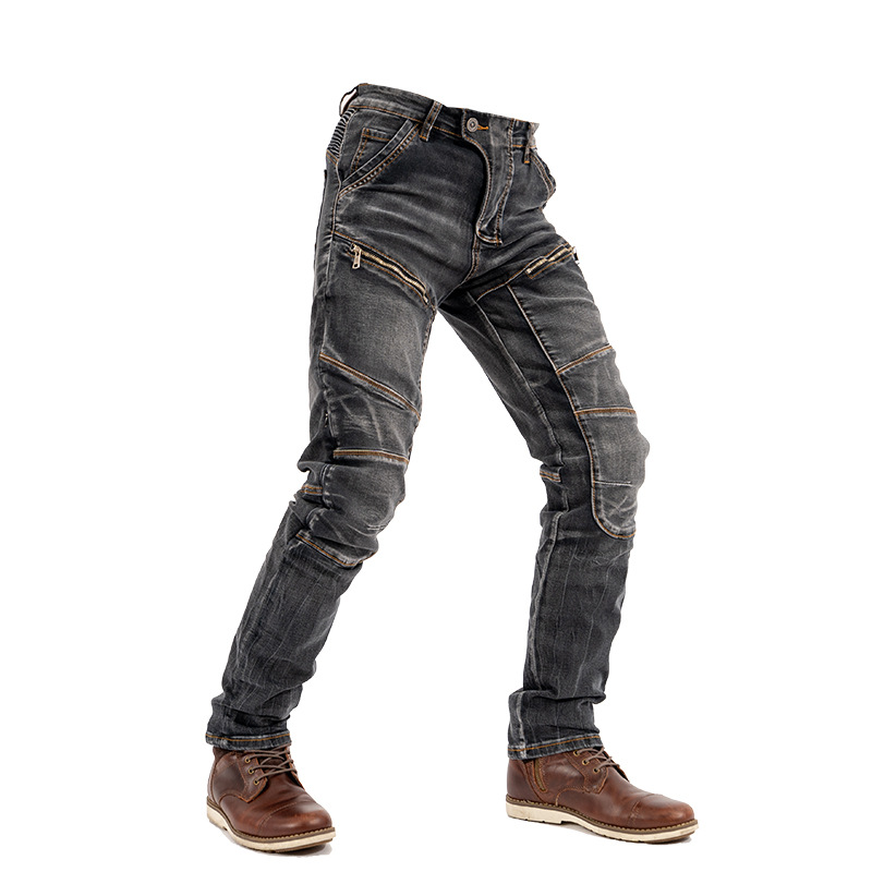 Men's High Elastic Motorcycle Jeans