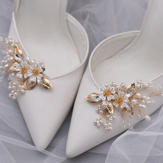 Removable Pearl Flower Shoe Buckle