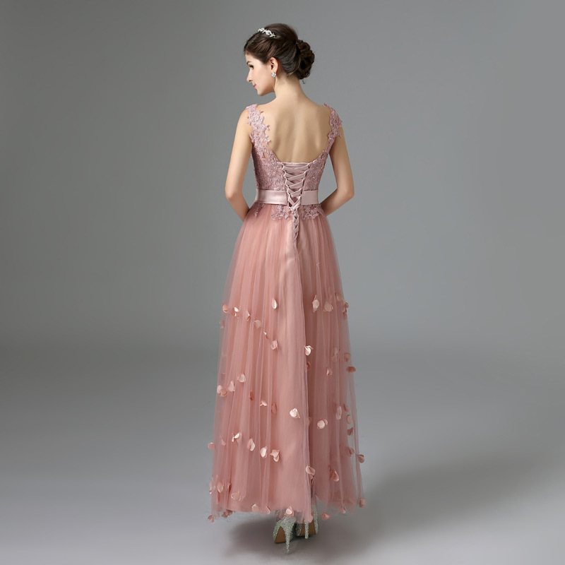 Lace Embroidered Sleeveless Evening Dress