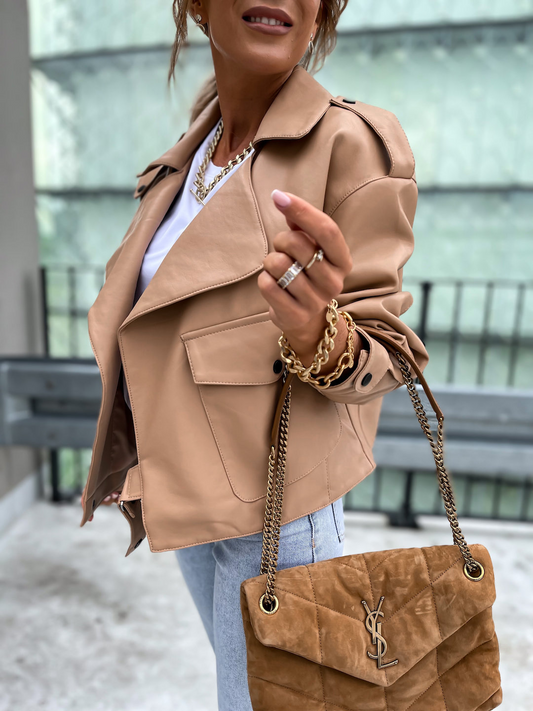 Leather Long Sleeve Short Jacket