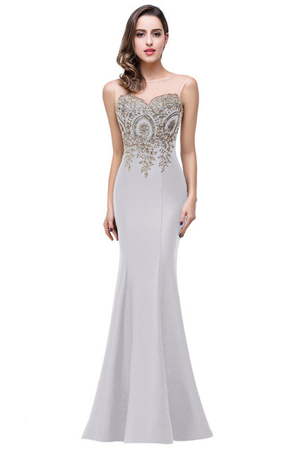 Embroidered Sleeveless Mermaid Long Evening Dress