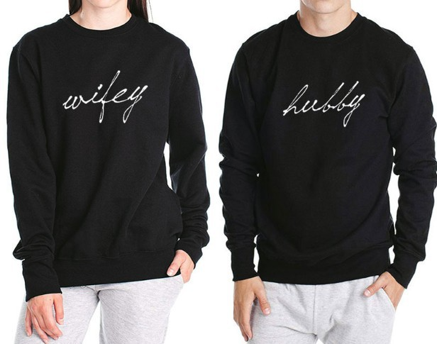 Hubby Wifey Printed Full Sleeves Sweatshirt