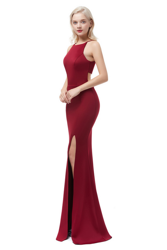 Simple Sleeveless Fishtail Long Evening Dress