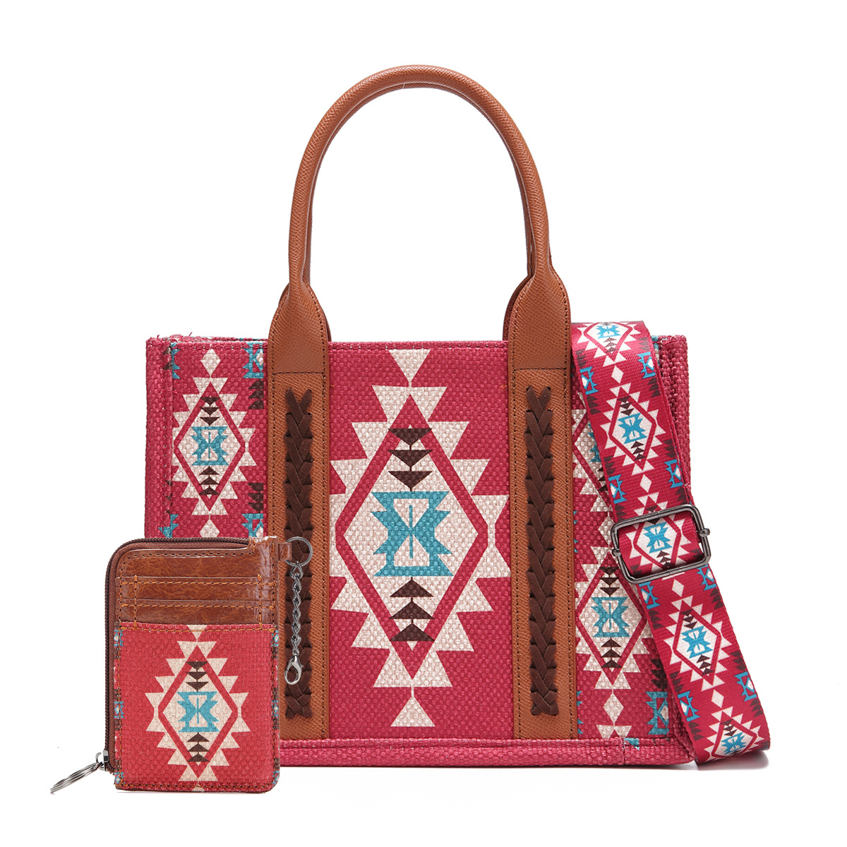 Southwestern Dual Sided Print Small Canvas Tote/Crossbody