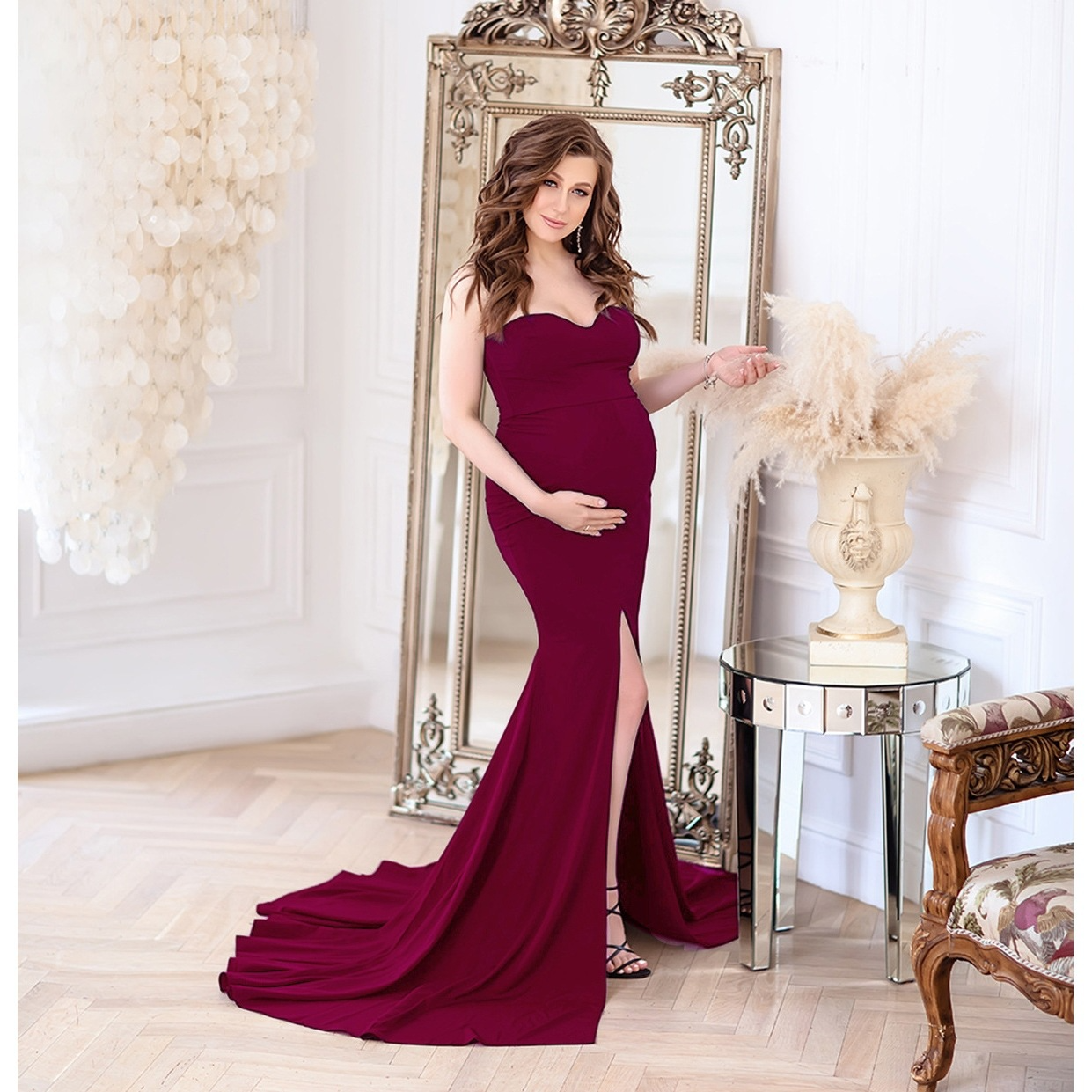 Strapless Sleeveless Maternity Mermaid Long Evening Dress